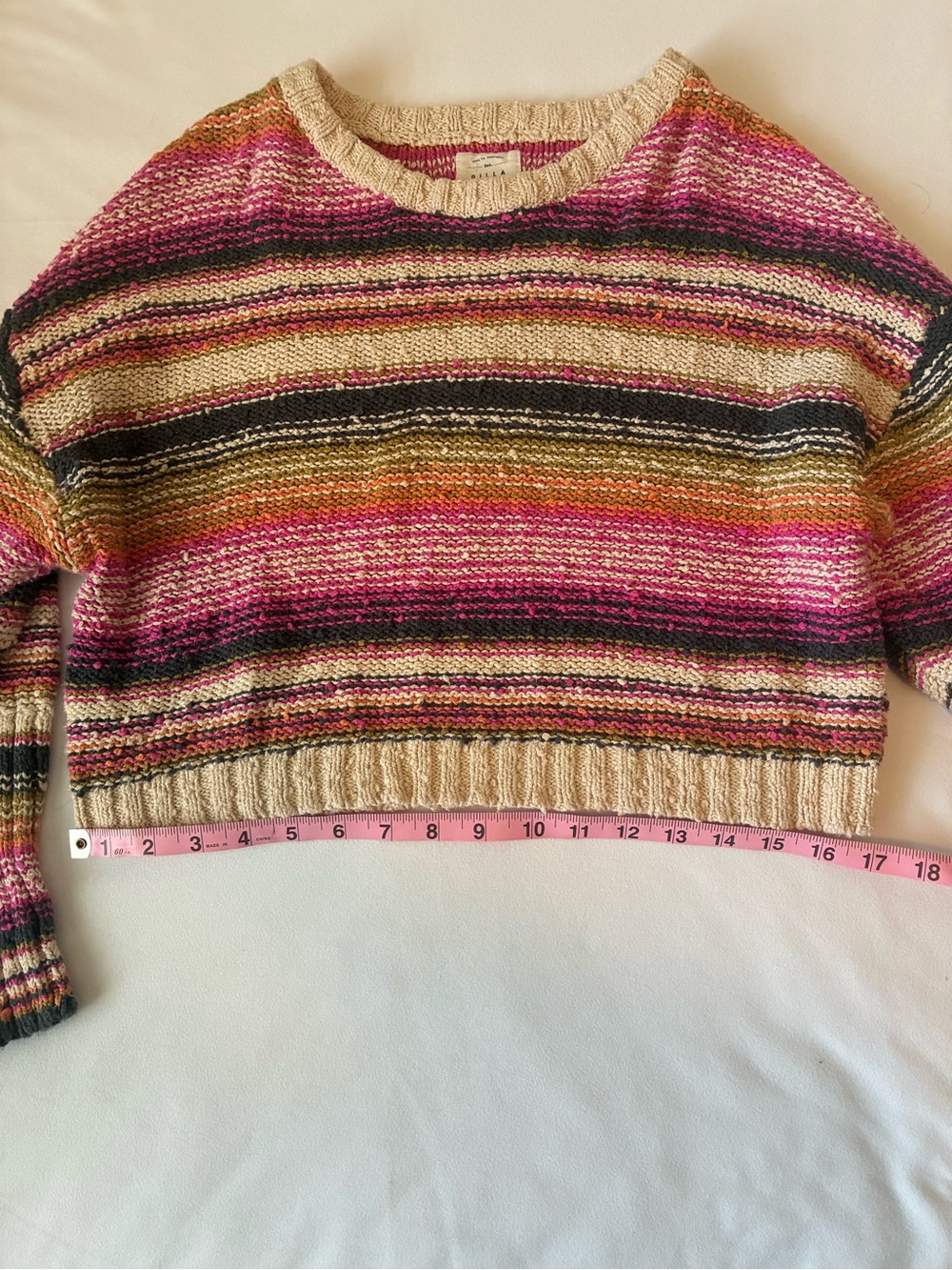Billabong Striped Cropped Crewneck Sweater